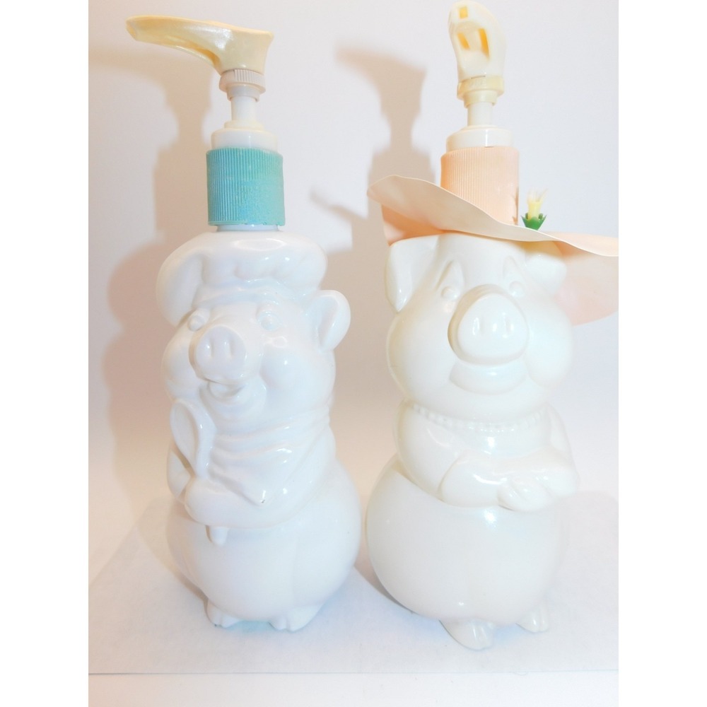 Vintage 1984 Avon Pierre The Pig and Lady Pig Lotion Dispensers